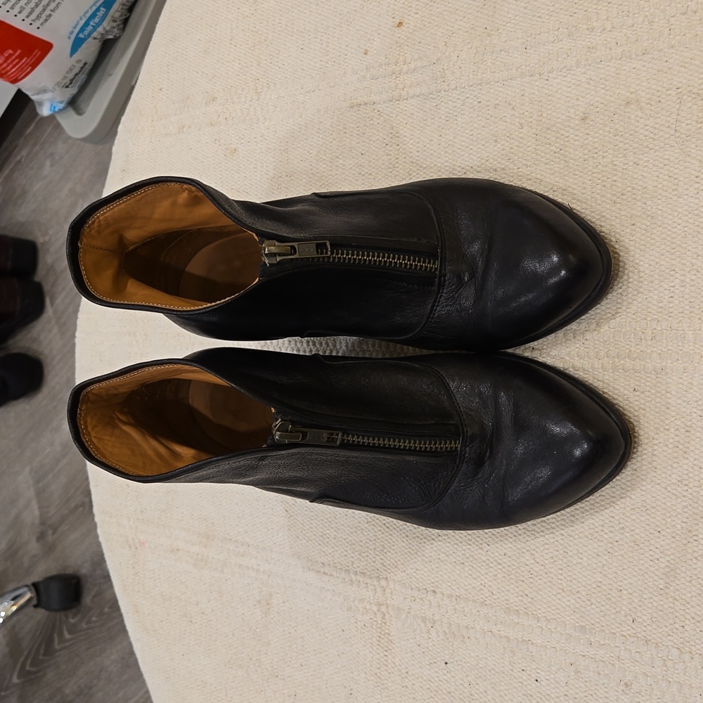 Vero Cuoio Italian Leather Ankle Boots Size 37 Black